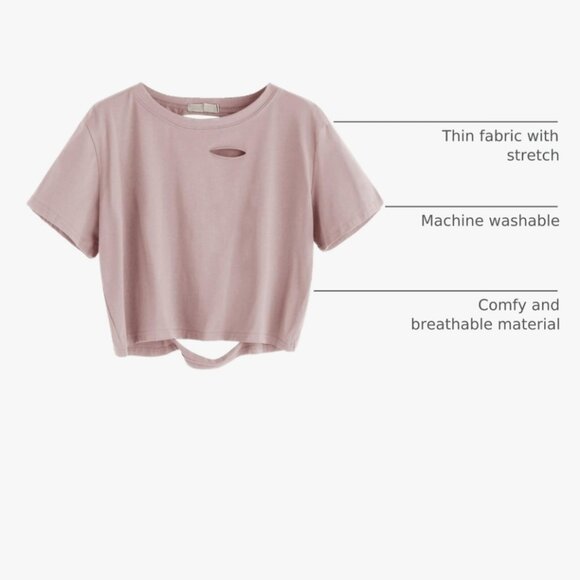 SweatyRocks Women's Summer Short Sleeve Tee Distressed Ripped Crop T-Shirt Tops - Picture 3 of 8